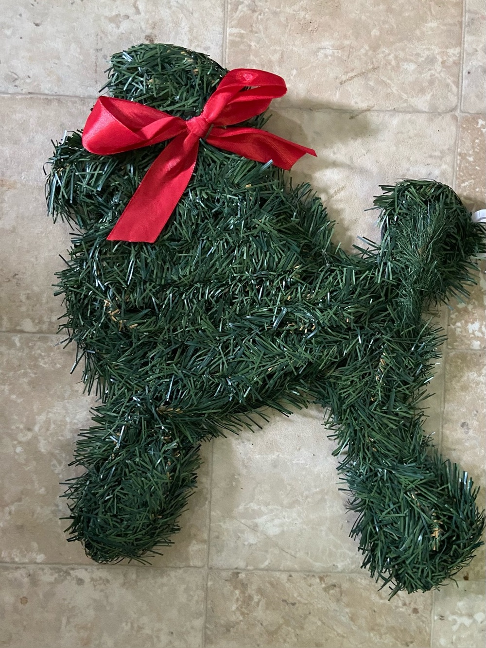 Unique Poodle-Shaped Holiday Wreath with Red Bow